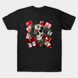 GOTHIC VINTAGE QUEEN OF HEARTS SKULL, OFF WITH THEIR HEAD T-Shirt